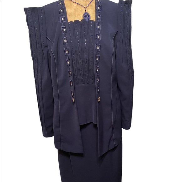 Lisa Rene 3-Piece Navy Skirt Set - Picture 2 of 5